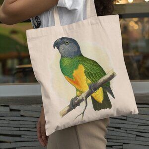 Senegal Parrot Vintage Print Graphic Canvas Tote Bag